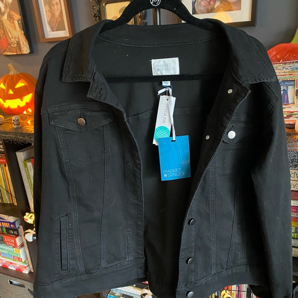 NWT market & spruce black denim jacket, size 2X